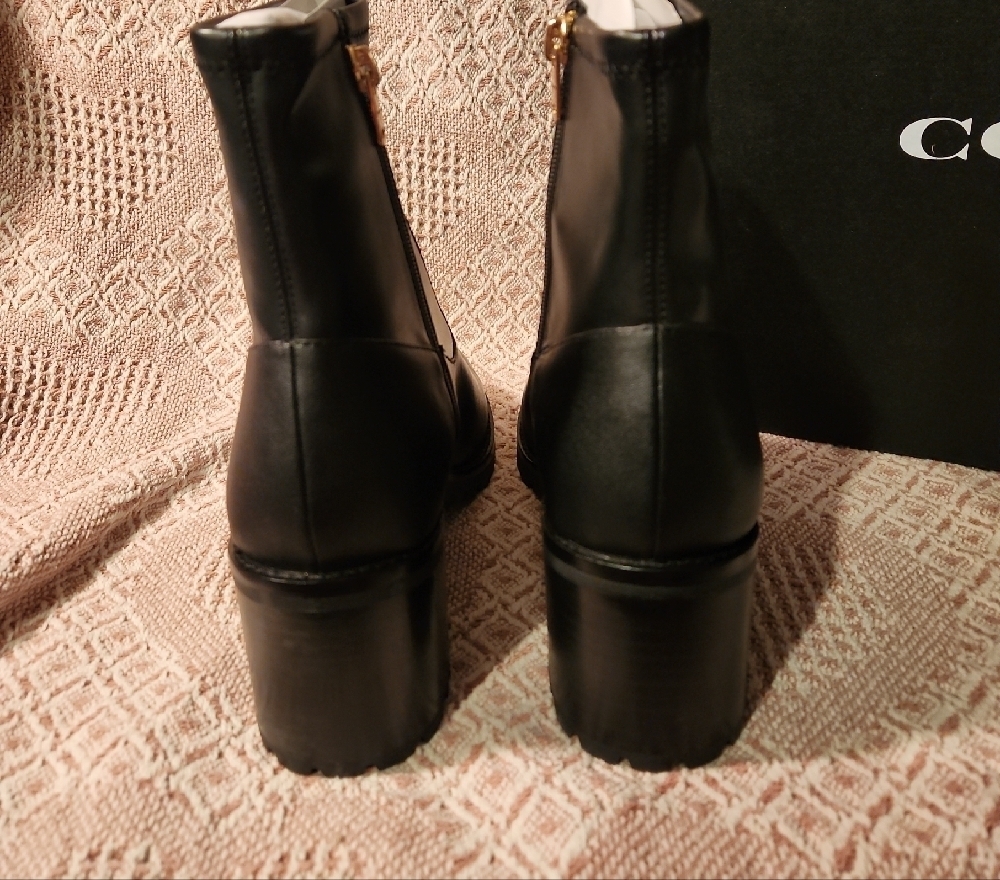 Coach Joy Black Heeled Bootie Chunky Block Heel Women Size 11 - Picture 4 of 14